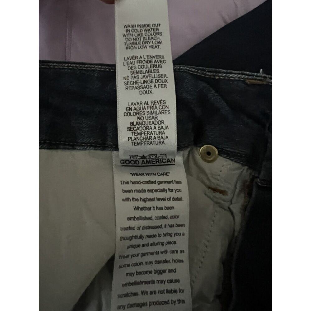 Good American Good Legs Blue Denim Jean Skinny Frayed Hem Size 26 - Picture 10 of 10